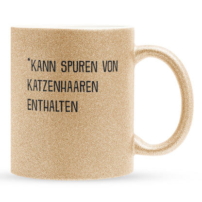 22Feels® Geschenk für Katzenfans - Glitzertasse mit Spruch: Kann Spuren Von Katzenhaaren Enthalten (Gold, 320ml)-Glitzertasse Gold 320ml-22Feels