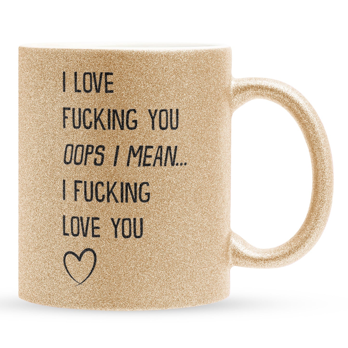 22Feels® Pärchen Geschenk zum Jahrestag, Hochzeitstag, Valentinstag etc. - Glitzertasse mit Spruch (Gold, 320ml)-Glitzertasse Gold 320ml-22Feels