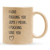 22Feels® Pärchen Geschenk zum Jahrestag, Hochzeitstag, Valentinstag etc. - Glitzertasse mit Spruch (Gold, 320ml)-Glitzertasse Gold 320ml-22Feels