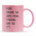 22Feels® Pärchen Geschenk zum Jahrestag, Hochzeitstag, Valentinstag etc. - Glitzertasse mit Spruch (Pink, 320ml)-Glitzertasse Pink 320ml-22Feels