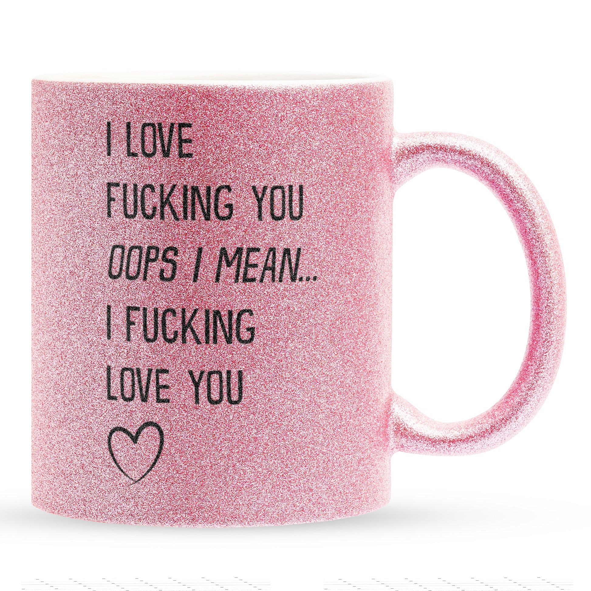 22Feels® Pärchen Geschenk zum Jahrestag, Hochzeitstag, Valentinstag etc. - Glitzertasse mit Spruch (Pink, 320ml)-Glitzertasse Pink 320ml-22Feels
