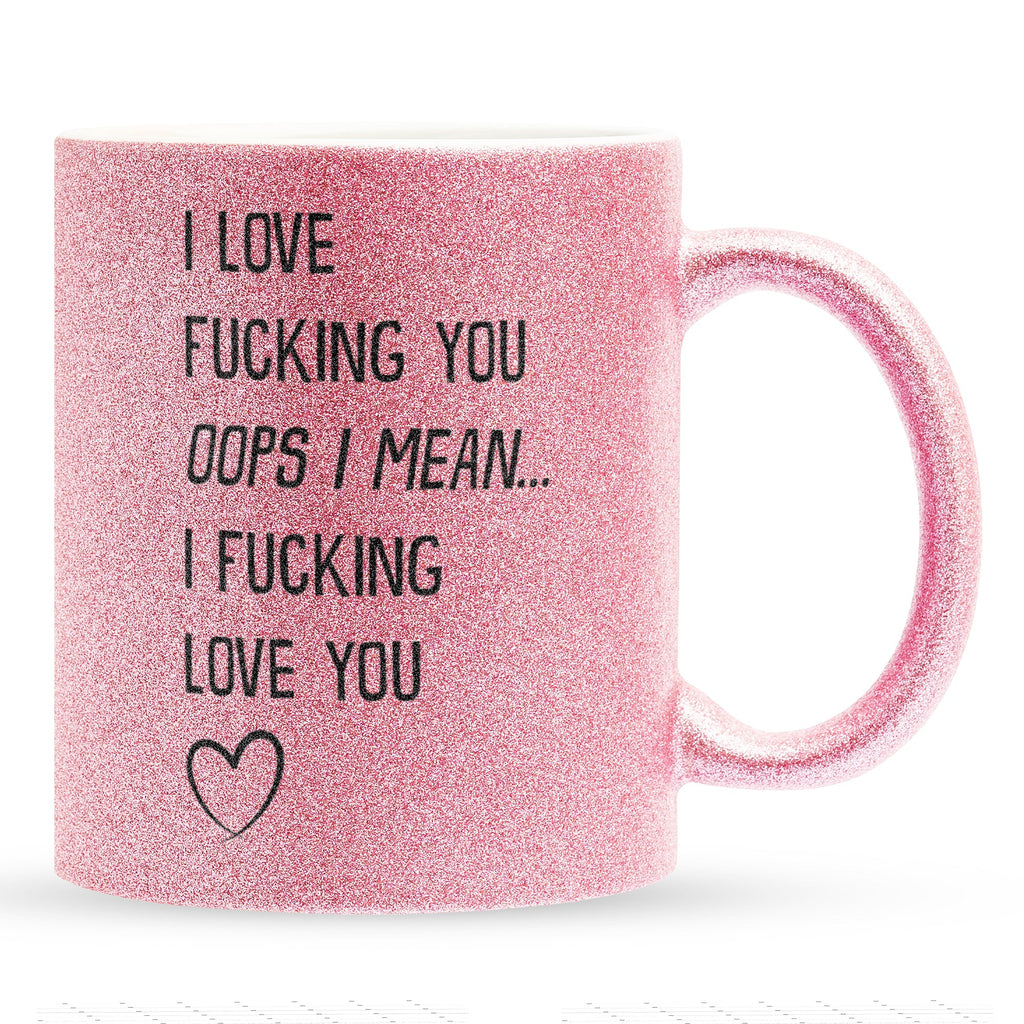 22Feels® Pärchen Geschenk zum Jahrestag, Hochzeitstag, Valentinstag etc. - Glitzertasse mit Spruch (Pink, 320ml)-Glitzertasse Pink 320ml-22Feels