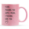 22Feels® Pärchen Geschenk zum Jahrestag, Hochzeitstag, Valentinstag etc. - Glitzertasse mit Spruch (Pink, 320ml)-Glitzertasse Pink 320ml-22Feels