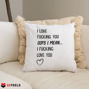 22Feels® Pärchen Geschenk zum Jahrestag, Hochzeitstag, Valentinstag etc. - Kissen mit Spruch (Weiss 40x40cm)-Kissen Weiss 40x40-22Feels