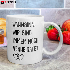 22Feels® Geschenk zum Hochzeitstag - Tasse mit Spruch: Wahnsinn (Weiss, 320ml)-Weisse Tasse 320ml-22Feels