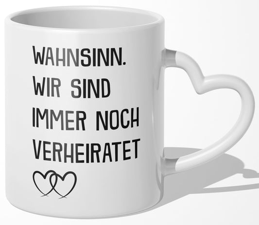 22Feels® Ehepaar Geschenk zum Hochzeitstag, Valentinstag etc. - Tasse mit Spruch (Herzhenkel, Weiss, 320ml)-Tasse Weiss Herzhenkel 320ml-22Feels