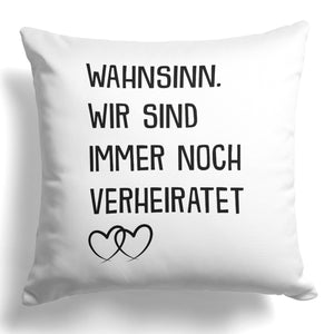 22Feels® Ehepaar Geschenk zum Hochzeitstag, Valentinstag etc. - Kissen mit Spruch (Weiss 40x40cm)-Kissen Weiss 40x40-22Feels