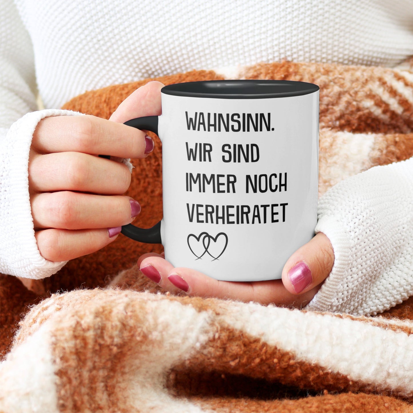 22Feels® Ehepaar Geschenk zum Hochzeitstag, Valentinstag etc. - Tasse mit Spruch (Weiss-Schwarz, 320ml)-TwoTone Tasse Weiss-Schwarz 320ml-22Feels