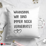 22Feels® Ehepaar Geschenk zum Hochzeitstag, Valentinstag etc. - Kissen mit Spruch (Weiss 40x40cm)-Kissen Weiss 40x40-22Feels