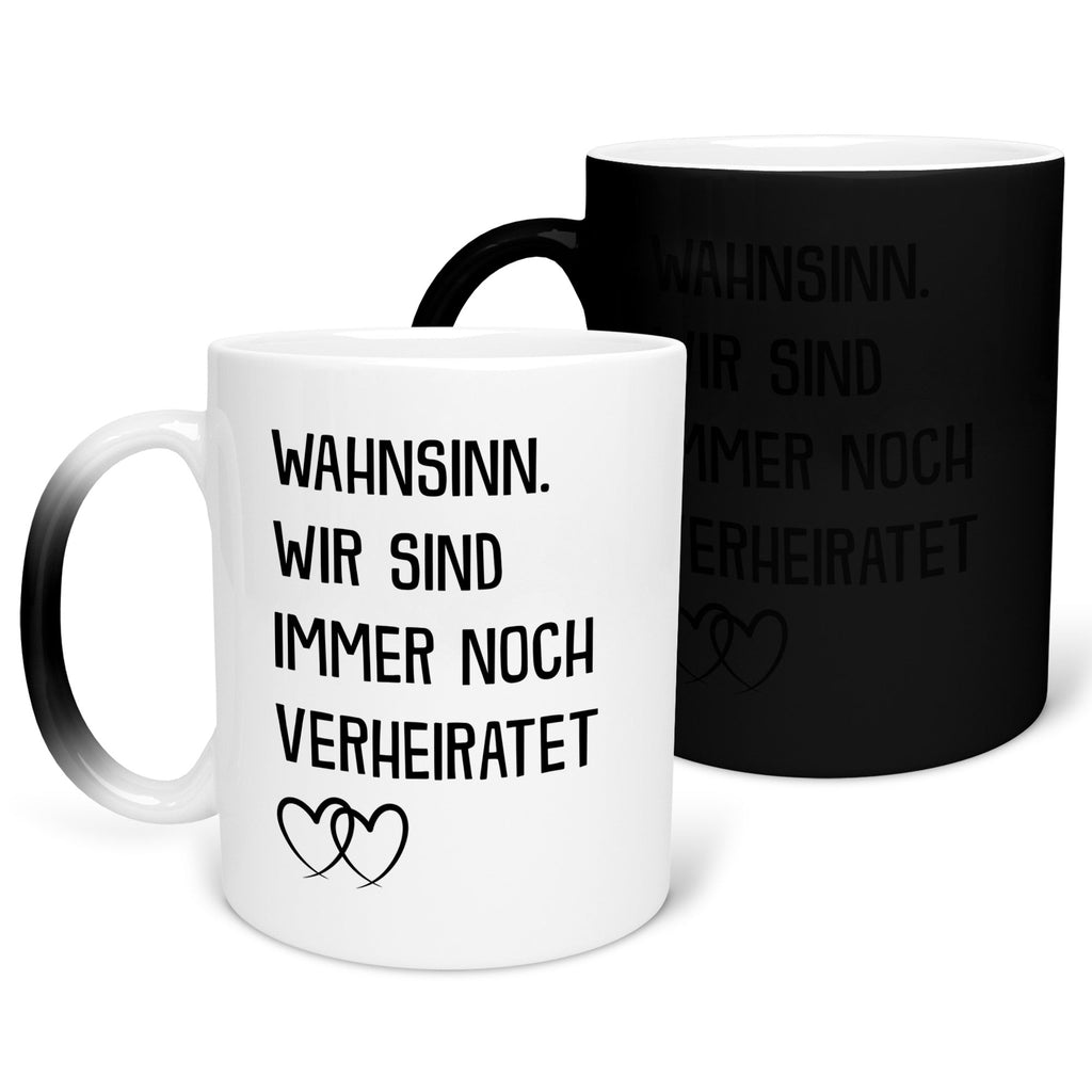 22Feels® Ehepaar Geschenk zum Hochzeitstag, Valentinstag etc. - Zaubertasse mit Spruch (Matt-Schwarz und Weiss, 320ml)-Farbwechsel Tasse Matt 320ml-22Feels