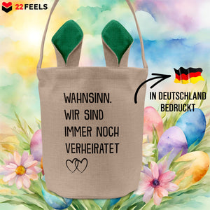 22Feels® Männer Frauen Osterkorb Ehefrau Ehemann Ostern mit Henkel Ostergeschenk Tragetasche Ostern Deko Osternest Körbchen Hasenohren (Beige/Grün)-Ostern Tragetasche-22Feels
