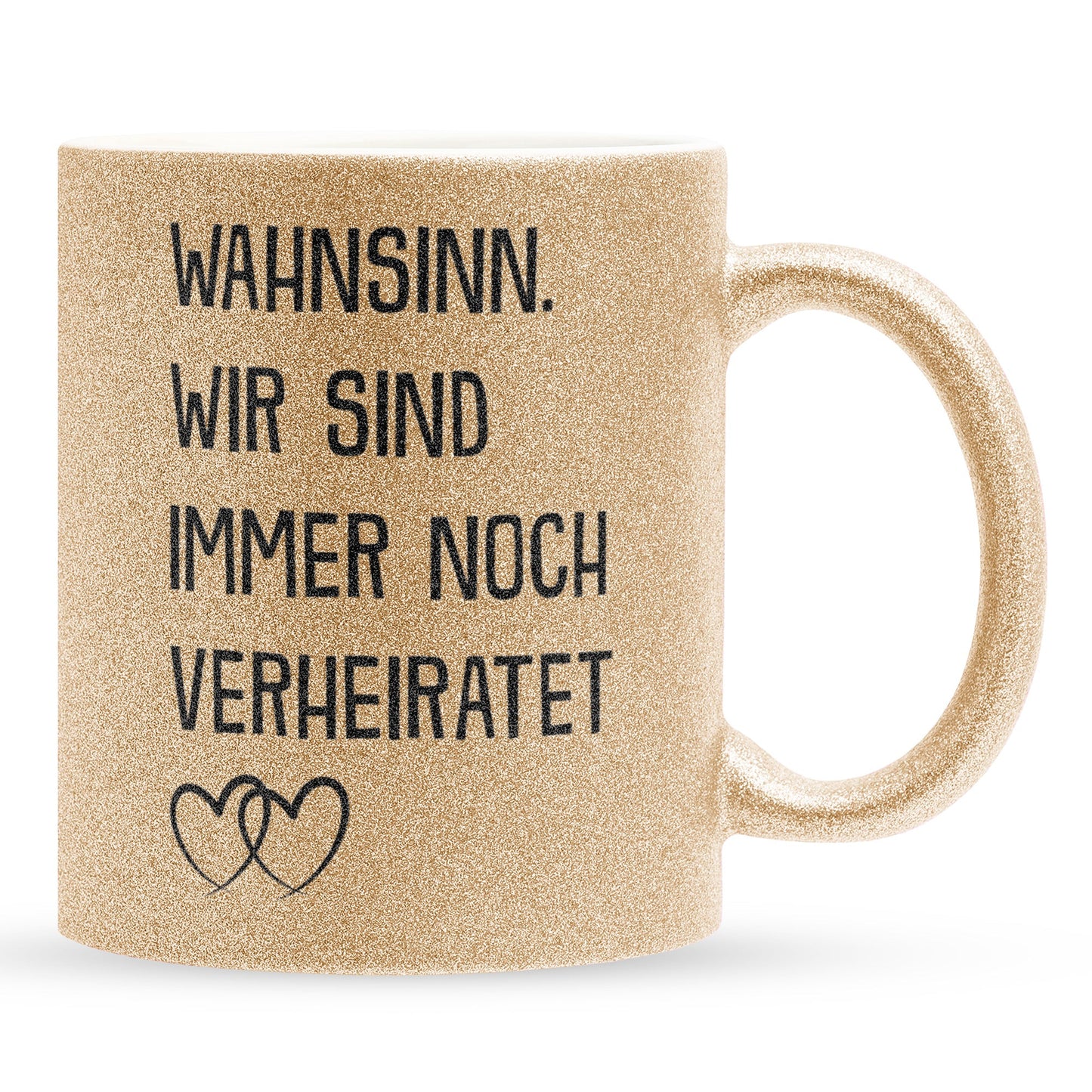 22Feels® Ehepaar Geschenk zum Hochzeitstag, Valentinstag etc. - Glitzertasse mit Spruch (Gold, 320ml)-Glitzertasse Gold 320ml-22Feels