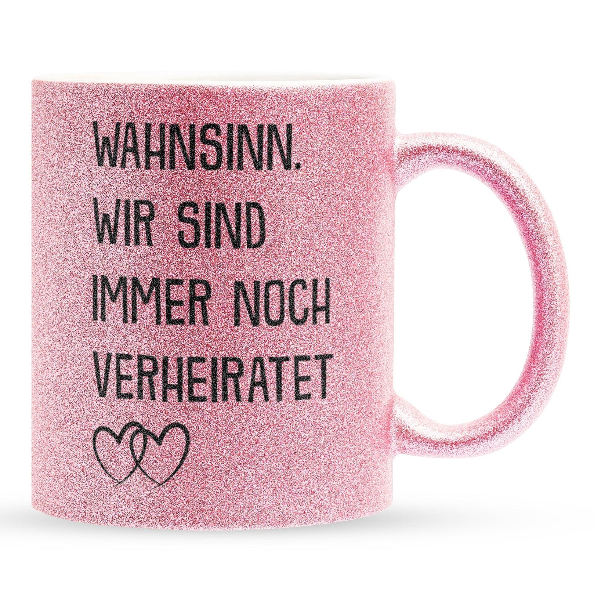 22Feels® Ehepaar Geschenk zum Hochzeitstag, Valentinstag etc. - Glitzertasse mit Spruch (Pink, 320ml)-Glitzertasse Pink 320ml-22Feels