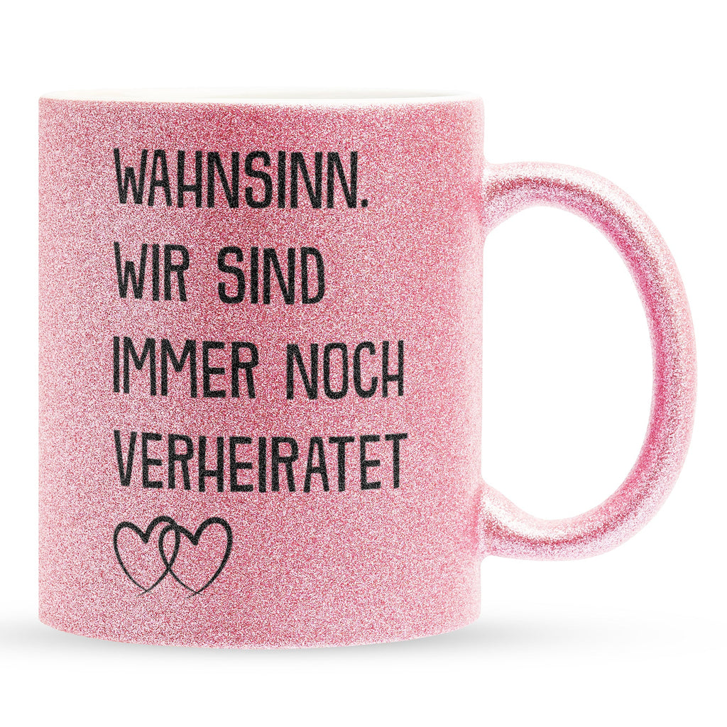 22Feels® Ehepaar Geschenk zum Hochzeitstag, Valentinstag etc. - Glitzertasse mit Spruch (Pink, 320ml)-Glitzertasse Pink 320ml-22Feels