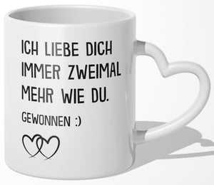 22Feels® Paar Geschenk zum Jahrestag, Hochzeitstag, Valentinstag etc. - Tasse mit Spruch (Herzhenkel, Weiss, 320ml)-Tasse Weiss Herzhenkel 320ml-22Feels
