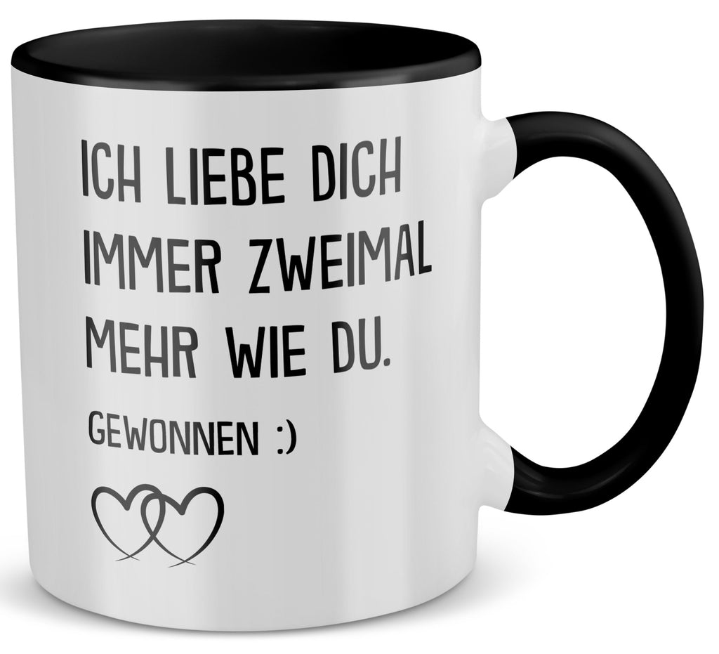 22Feels® Pärchen Geschenk zum Jahrestag, Hochzeitstag, Valentinstag etc. - Tasse mit Spruch (Weiss-Schwarz, 320ml)-TwoTone Tasse Weiss-Schwarz 320ml-22Feels
