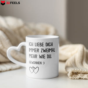 22Feels® Paar Geschenk zum Jahrestag, Hochzeitstag, Valentinstag etc. - Tasse mit Spruch (Herzhenkel, Weiss, 320ml)-Tasse Weiss Herzhenkel 320ml-22Feels