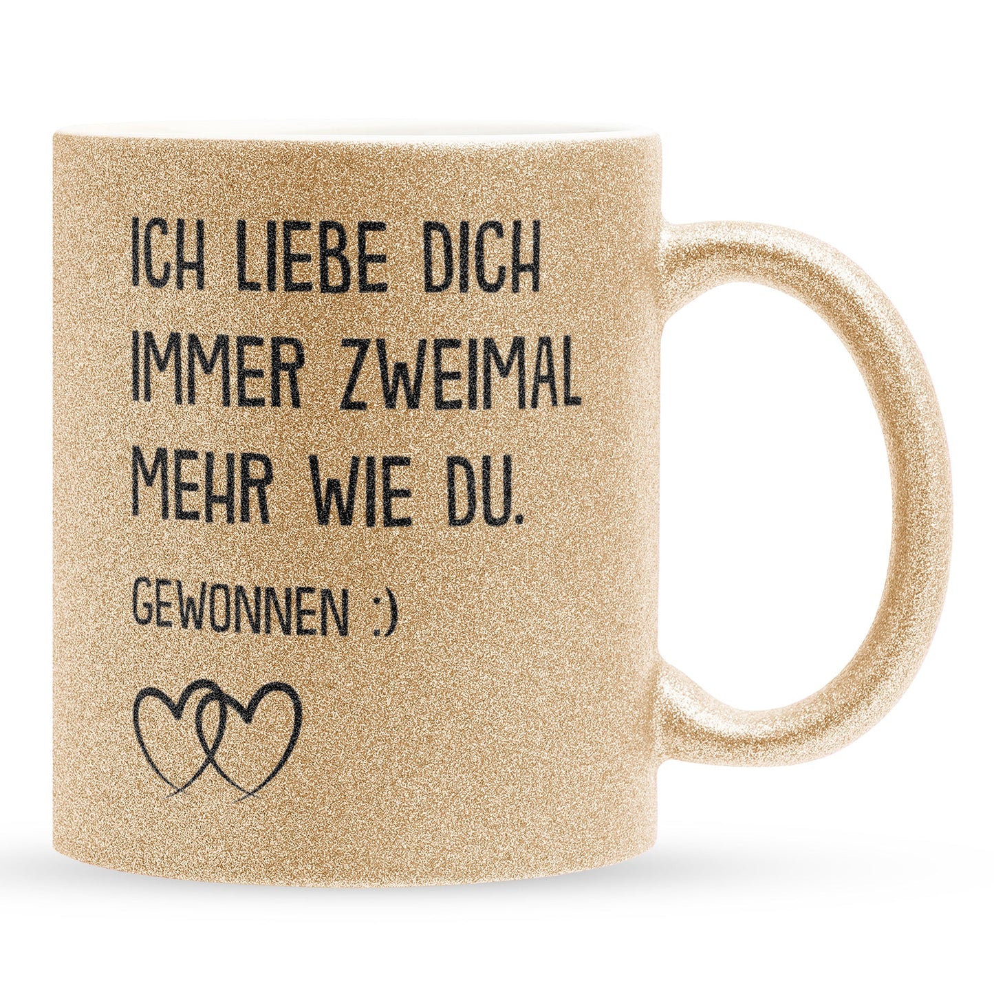 22Feels® Pärchen Geschenk zum Jahrestag, Hochzeitstag, Valentinstag etc. - Glitzertasse mit Spruch (Gold, 320ml)-Glitzertasse Gold 320ml-22Feels