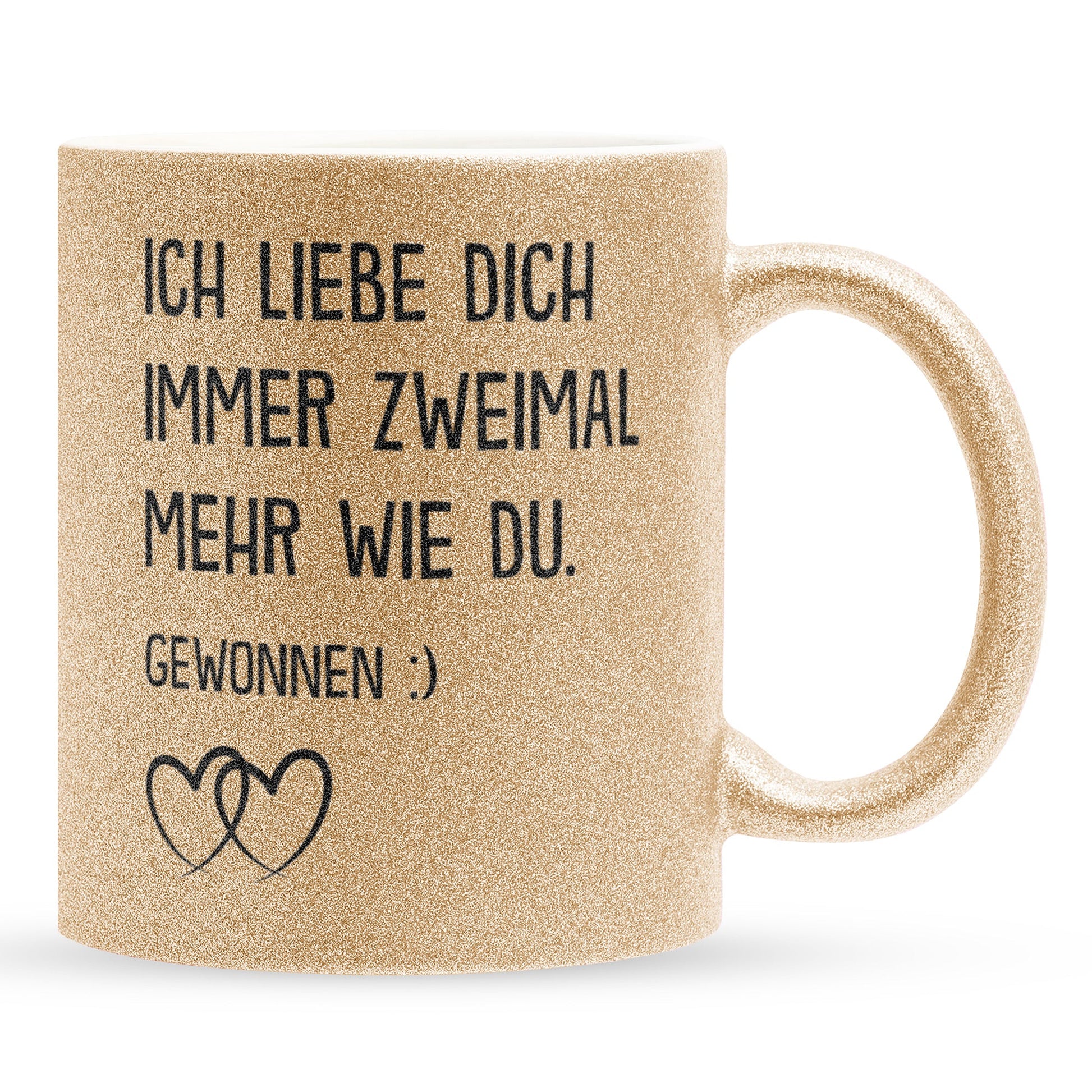 22Feels® Pärchen Geschenk zum Jahrestag, Hochzeitstag, Valentinstag etc. - Glitzertasse mit Spruch (Gold, 320ml)-Glitzertasse Gold 320ml-22Feels