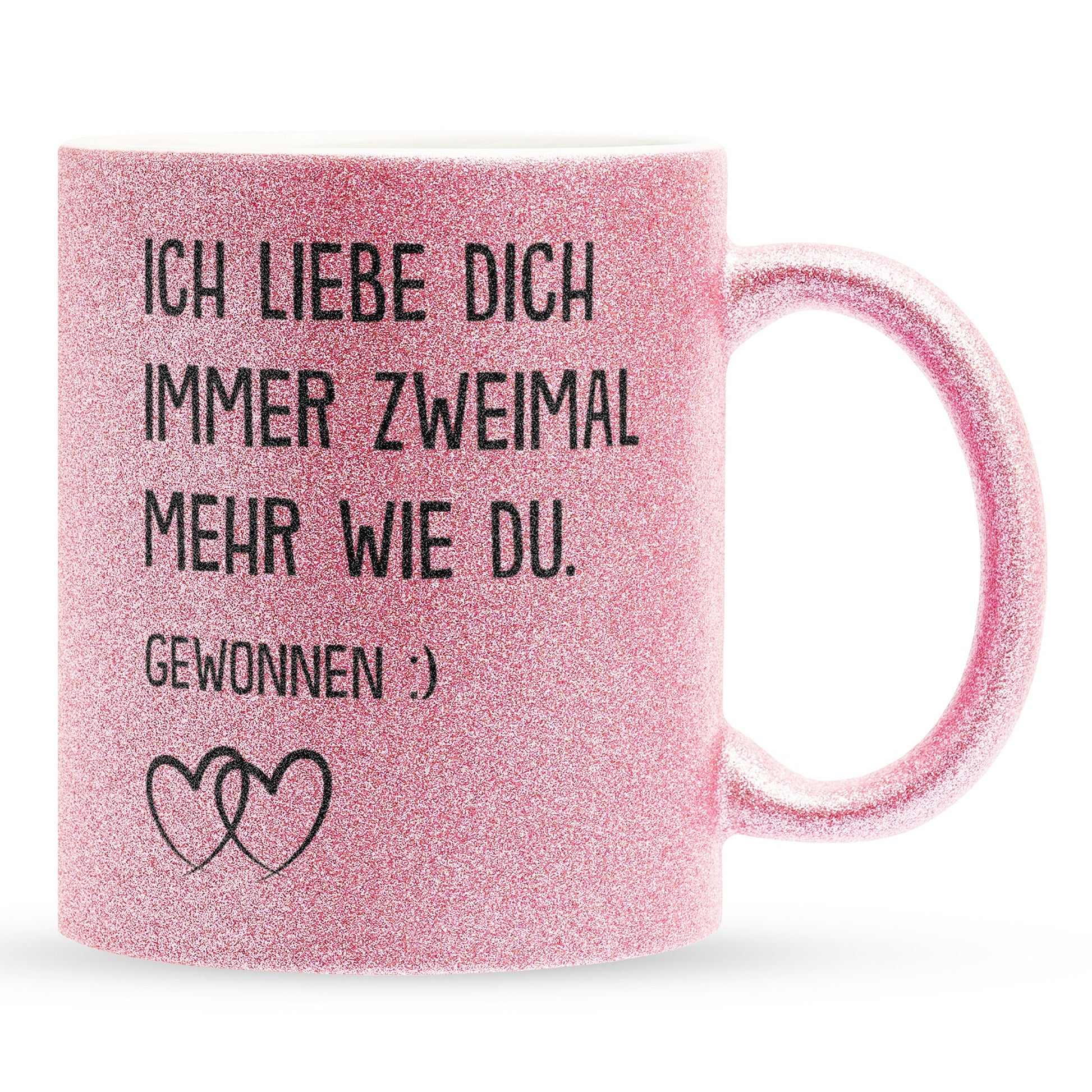 22Feels® Pärchen Geschenk zum Jahrestag, Hochzeitstag, Valentinstag etc. - Glitzertasse mit Spruch (Pink, 320ml)-Glitzertasse Pink 320ml-22Feels