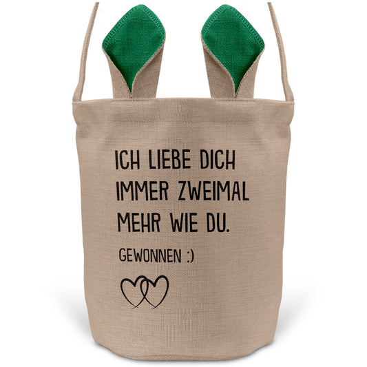 22Feels® Männer Frauen Osterkorb Ehefrau Ehemann Freund Freundin Ostern mit Henkel Ostergeschenk Tragetasche Ostern Deko Osternest Körbchen Hasenohren (Beige/Grün)-Ostern Tragetasche-22Feels