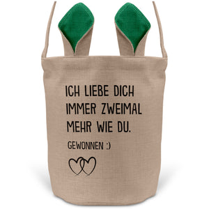 22Feels® Männer Frauen Osterkorb Ehefrau Ehemann Freund Freundin Ostern mit Henkel Ostergeschenk Tragetasche Ostern Deko Osternest Körbchen Hasenohren (Beige/Grün)-Ostern Tragetasche-22Feels