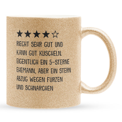 22Feels® Ehemann Geschenk zum Hochzeitstag, Valentinstag etc. - Glitzertasse mit Spruch (Gold, 320ml)-Glitzertasse Gold 320ml-22Feels