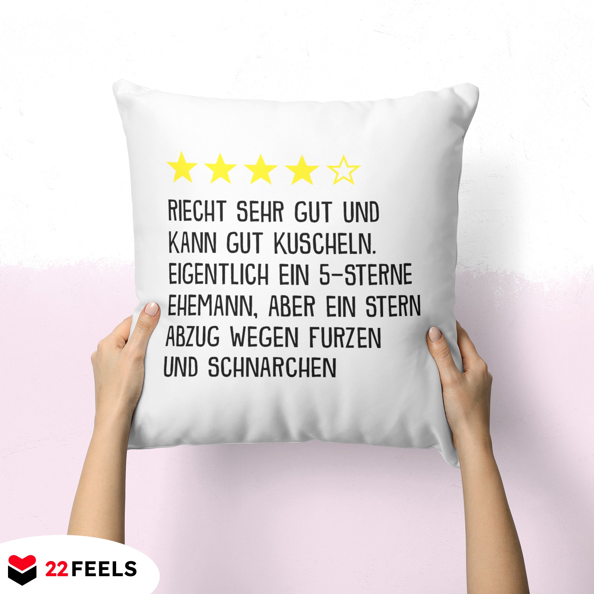 22Feels® Ehemann Geschenk zum Hochzeitstag, Valentinstag etc. - Kissen mit Spruch (Weiss 40x40cm)-Kissen Weiss 40x40-22Feels