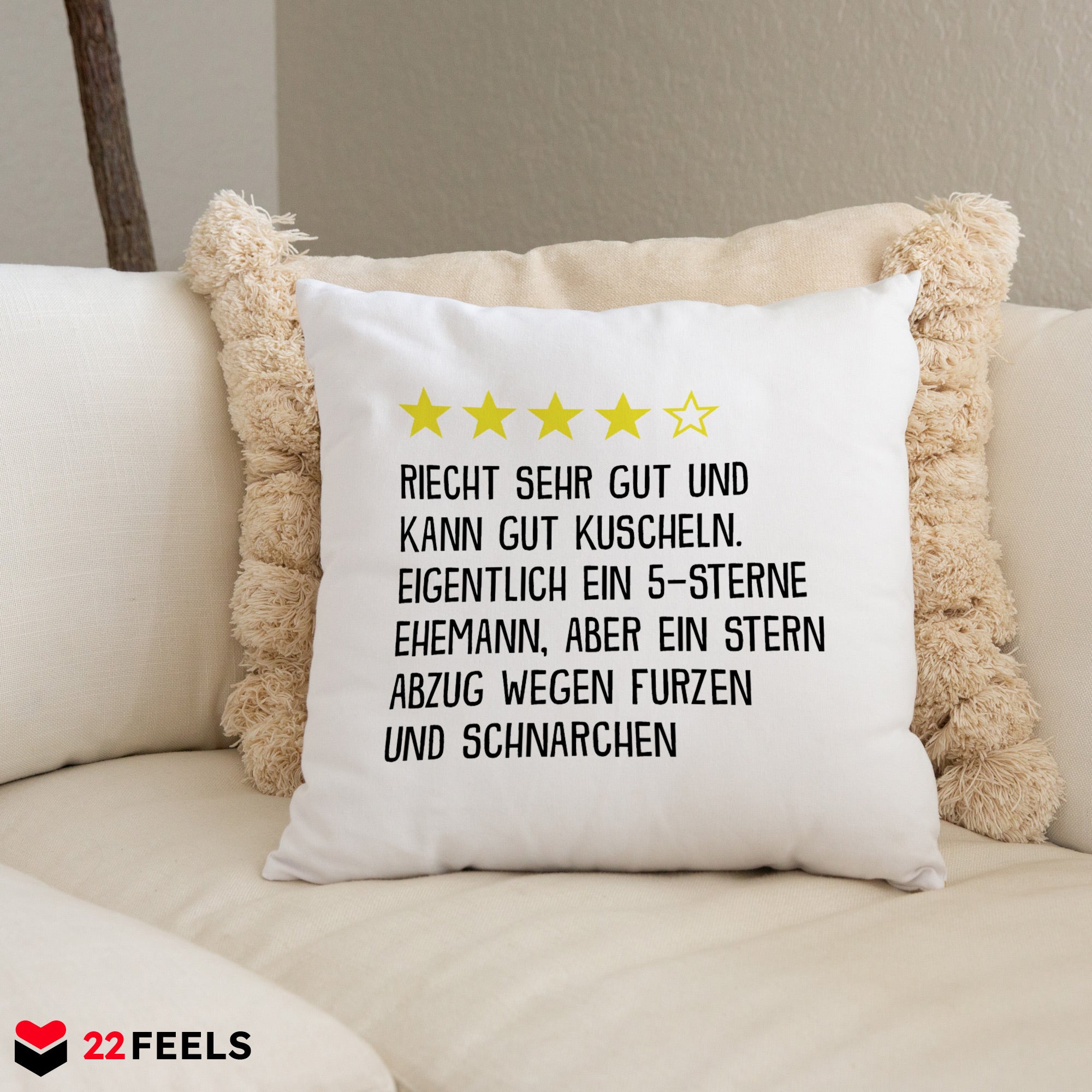 22Feels® Ehemann Geschenk zum Hochzeitstag, Valentinstag etc. - Kissen mit Spruch (Weiss 40x40cm)-Kissen Weiss 40x40-22Feels