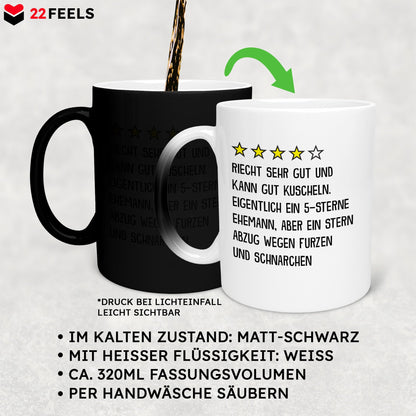 22Feels® Ehemann Geschenk zum Hochzeitstag, Valentinstag etc. - Zaubertasse mit Spruch (Matt-Schwarz und Weiss, 320ml)-Farbwechsel Tasse Matt 320ml-22Feels