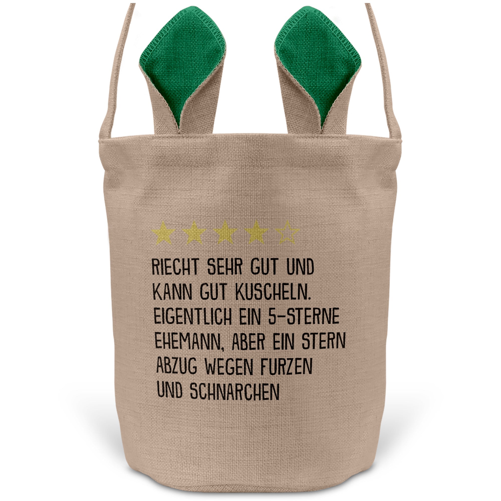 22Feels® Ehemann Osterkorb mit Henkel Ostergeschenk Tragetasche Ostern Deko Osternest Körbchen Hasenohren (Beige/Grün)-Ostern Tragetasche-22Feels