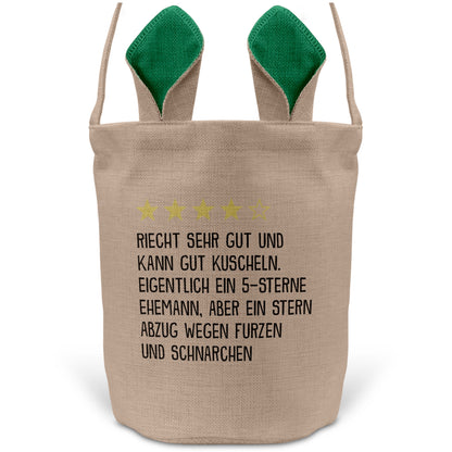 22Feels® Ehemann Osterkorb mit Henkel Ostergeschenk Tragetasche Ostern Deko Osternest Körbchen Hasenohren (Beige/Grün)-Ostern Tragetasche-22Feels