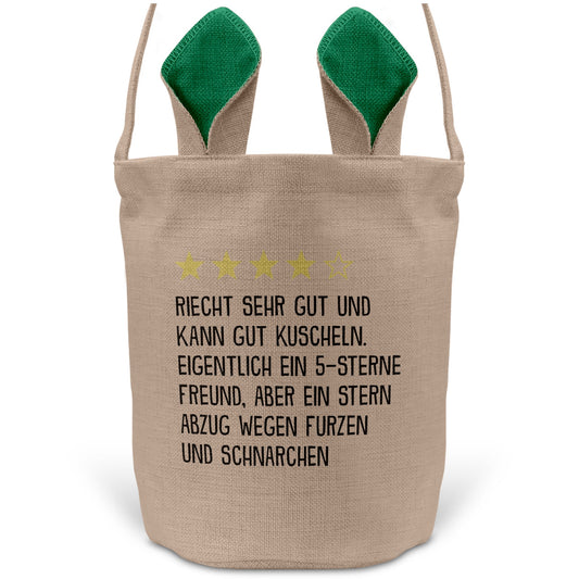 22Feels® Freund Paar Osterkorb mit Henkel Ostergeschenk Tragetasche Ostern Deko Osternest Körbchen Hasenohren (Beige/Grün)-Ostern Tragetasche-22Feels