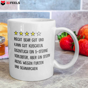 22Feels® Geschenk für verlobte Männer - Tasse mit Spruch: 4 Sterne Verlobter (Weiss, 320ml)-Weisse Tasse 320ml-22Feels