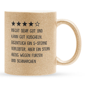 22Feels® Verlobter Geschenk - Glitzertasse mit Spruch (Gold, 320ml)-Glitzertasse Gold 320ml-22Feels