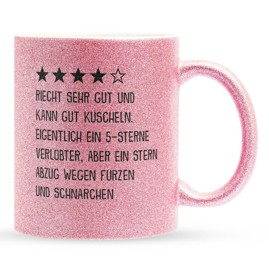 22Feels® Verlobter Geschenk - Glitzertasse mit Spruch (Pink, 320ml)-Glitzertasse Pink 320ml-22Feels