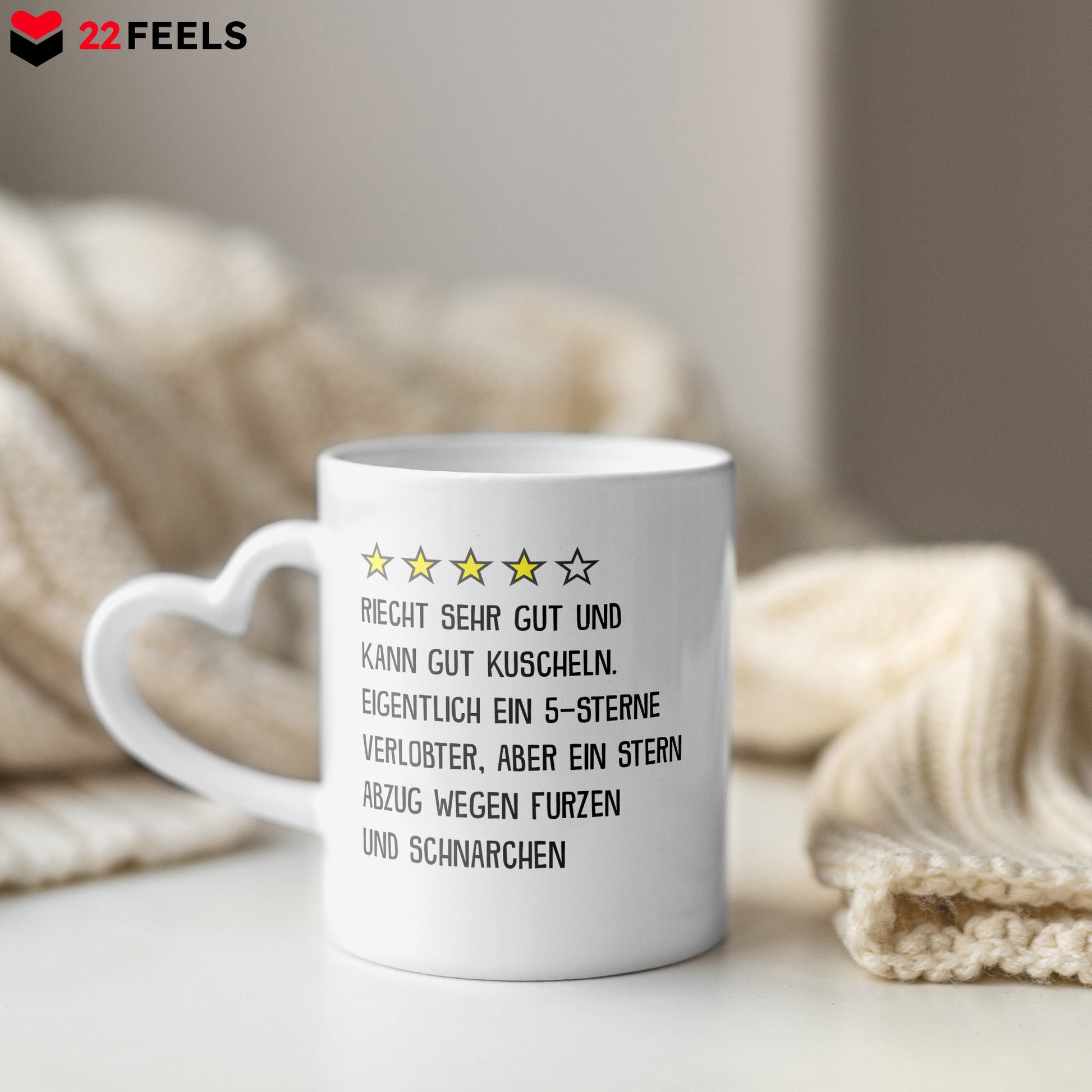 22Feels® Verlobter Geschenk - Tasse mit Spruch (Herzhenkel, Weiss, 320ml)-Tasse Weiss Herzhenkel 320ml-22Feels