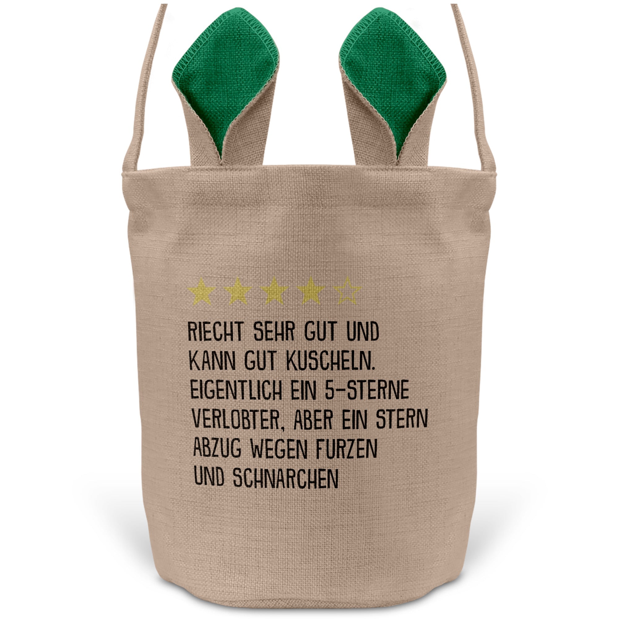 22Feels® Verlobter Männer Osterkorb mit Henkel Ostergeschenk Tragetasche Ostern Deko Osternest Körbchen Hasenohren (Beige/Grün)-Ostern Tragetasche-22Feels