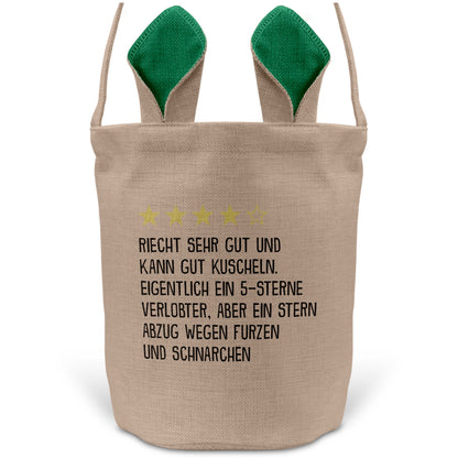 22Feels® Verlobter Männer Osterkorb mit Henkel Ostergeschenk Tragetasche Ostern Deko Osternest Körbchen Hasenohren (Beige/Grün)-Ostern Tragetasche-22Feels