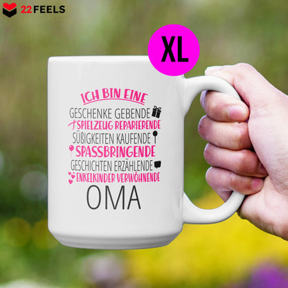 22Feels® Oma Geschenk - XL Tasse mit Spruch (Weiss, 440ml)-Weisse XL Tasse 440ml-22Feels