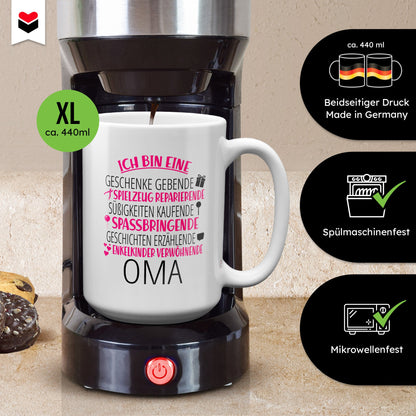 22Feels® Oma Geschenk - XL Tasse mit Spruch (Weiss, 440ml)-Weisse XL Tasse 440ml-22Feels