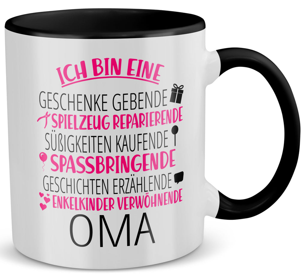 22Feels® Oma Geschenk - Tasse mit Spruch (Weiss-Schwarz, 320ml)-TwoTone Tasse Weiss-Schwarz 320ml-22Feels