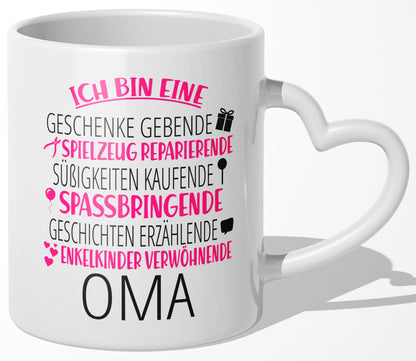 22Feels® Oma Geschenk - Tasse mit Spruch: Zirkus (Herzhenkel, Weiss, 320ml)-Tasse Weiss Herzhenkel 325ml-22Feels