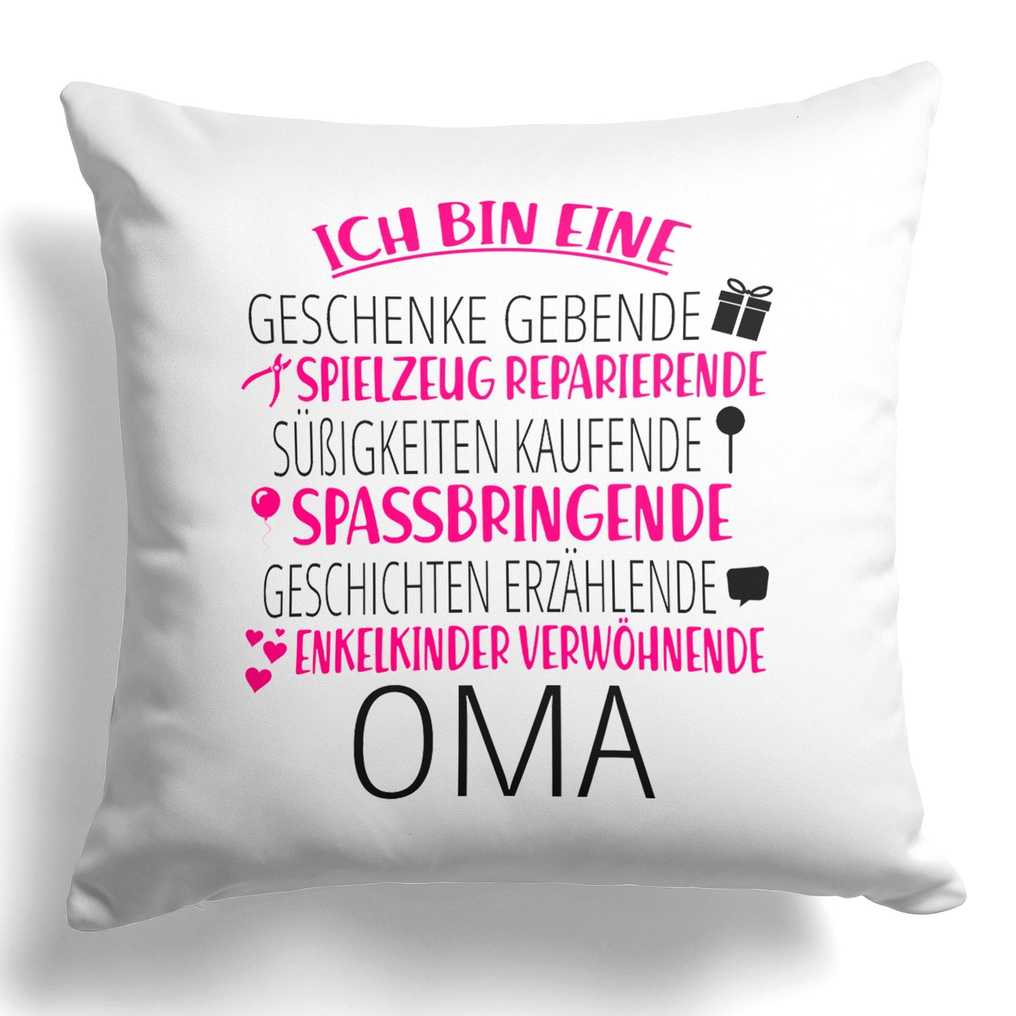 22Feels® Oma Geschenk - Kissen mit Spruch (Weiss 40x40cm)-Kissen Weiss 40x40-22Feels