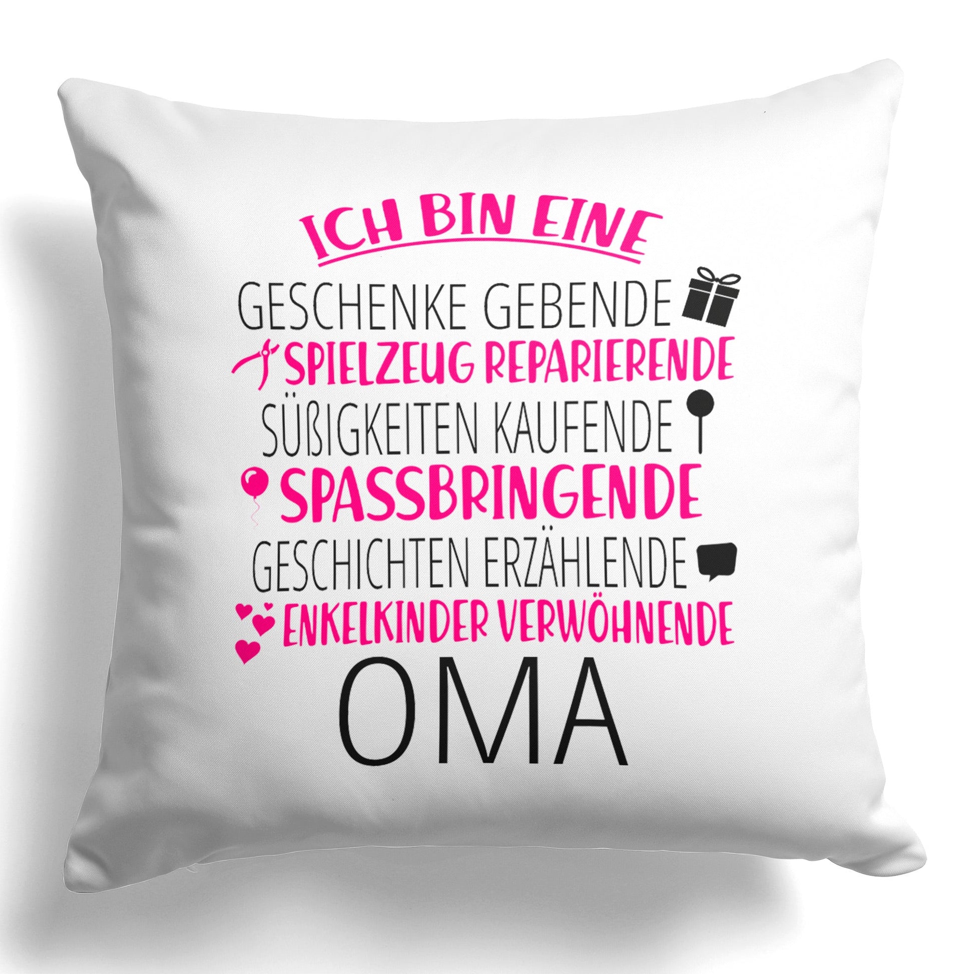 22Feels® Oma Geschenk - Kissen mit Spruch (Weiss 40x40cm)-Kissen Weiss 40x40-22Feels