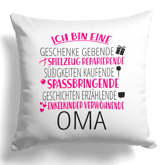 22Feels® Oma Geschenk - Kissen mit Spruch (Weiss 40x40cm)-Kissen Weiss 40x40-22Feels