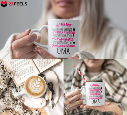 22Feels® Oma Geschenk - Tasse mit Spruch: Zirkus (Herzhenkel, Weiss, 320ml)-Tasse Weiss Herzhenkel 325ml-22Feels