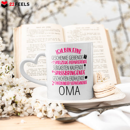 22Feels® Oma Geschenk - Tasse mit Spruch: Zirkus (Herzhenkel, Weiss, 320ml)-Tasse Weiss Herzhenkel 325ml-22Feels