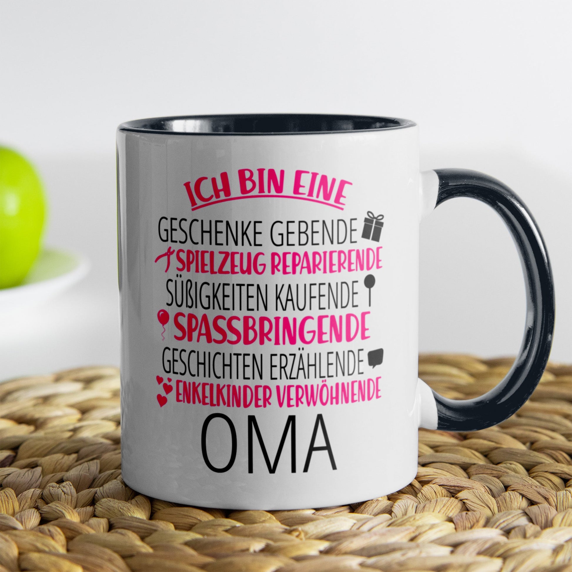 22Feels® Oma Geschenk - Tasse mit Spruch (Weiss-Schwarz, 320ml)-TwoTone Tasse Weiss-Schwarz 320ml-22Feels