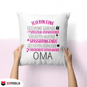 22Feels® Oma Geschenk - Kissen mit Spruch (Weiss 40x40cm)-Kissen Weiss 40x40-22Feels
